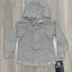 Wes and Willy NWT Hooded Waffle Shirt in Grey